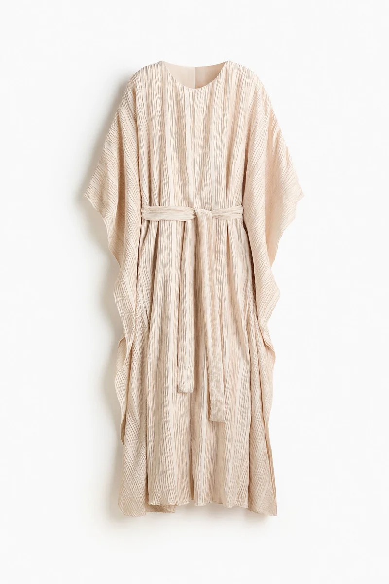 H&M Crinkled tie-belt kaftan dress